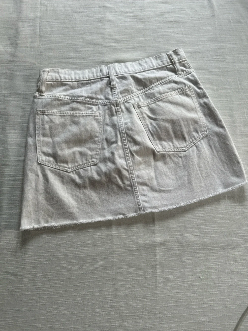 MADEWELL Button-Front White Denim Miniskirt | 30